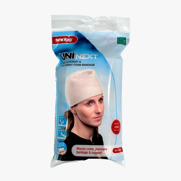 Skallförband Snögg UNI NEXT — självhäftande & absorberande skumförband —18 x 60 cm