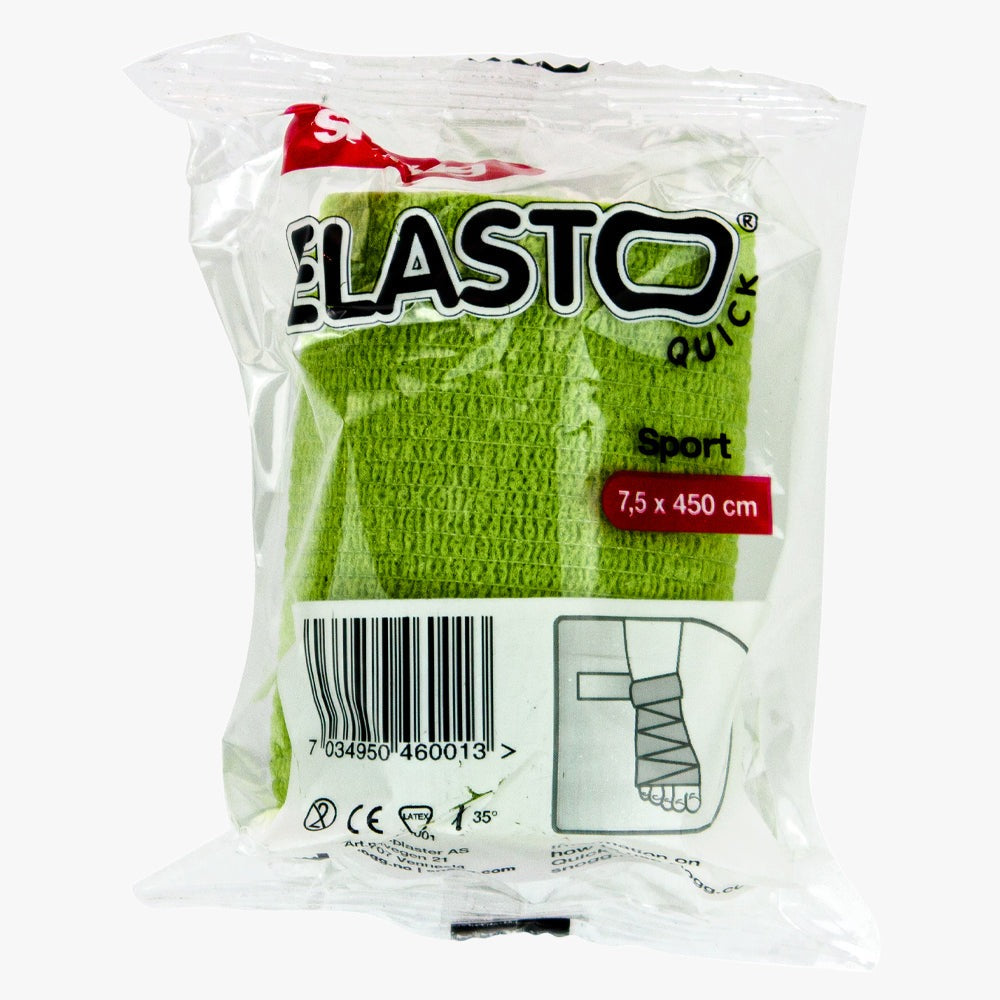 Snögg Elastoquick Sport Elastisk Binda Självhäftande Grön 7,5 cm x 4,5 m