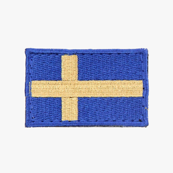 Snigel Svenskt Flaggmärke 40 × 27 mm – Kardborremärke (Blå/Gul)