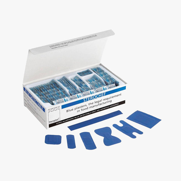 Steroplast Detectable Blue Plåster 7 storlekar blå 100 st