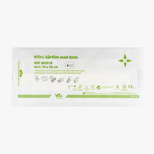 Vitri Sårfilm med dyna duschbar steril 10 x 25 cm