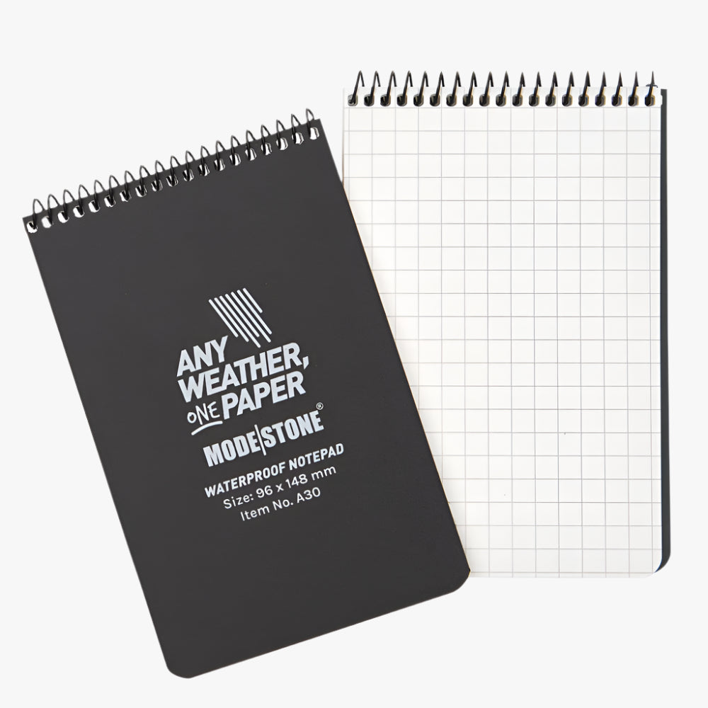 Modestone Allvädersblock A6 – top spiral, 96 × 148 mm, svart
