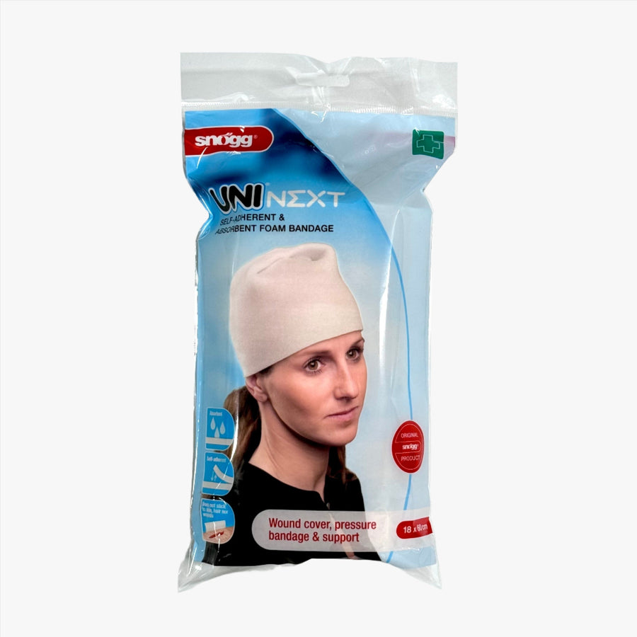 Skallförband Snögg UNI NEXT — självhäftande & absorberande skumförband —18 x 60 cm