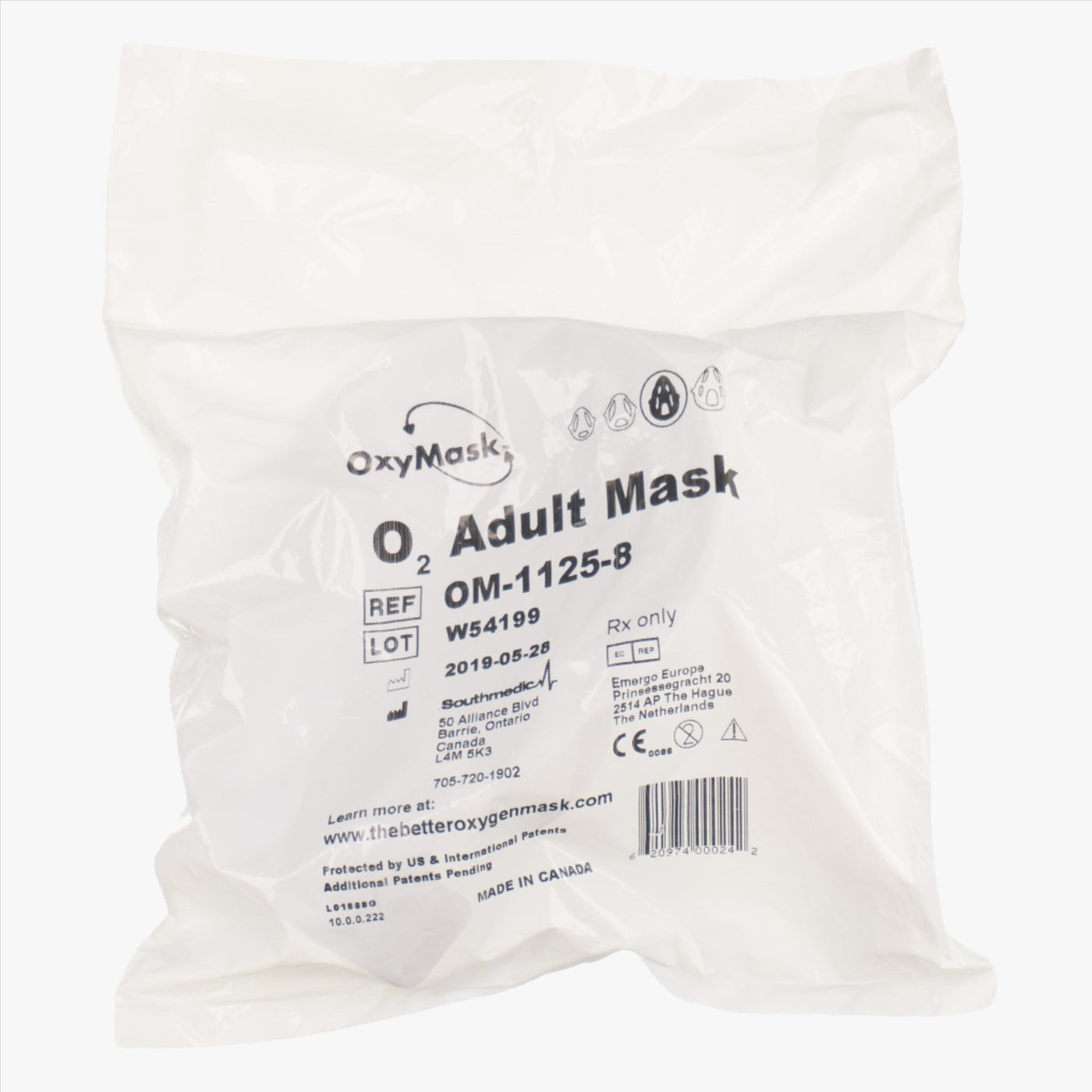 Syrgasmask öppen OxyMask 2,1 m slang vuxen
